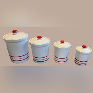 Set of 4 Vintage Italian Stoneware Canisters